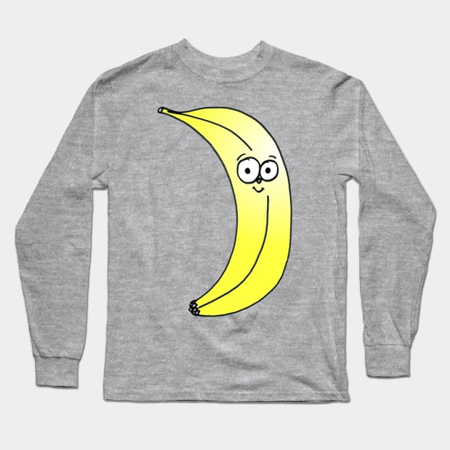 Cute Happy Banana Doodle Long Sleeve T-Shirt by 1Redbublppasswo